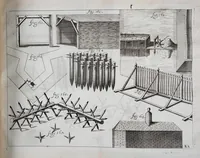 An illustration from L'architecture militaire, ou, La fortification nouuelle : augmentée et enrichie de forteresses regulieres, irregulieres, et de dehors : le tout a la practique moderne (1668)