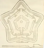 An illustration from L'architettura militare di Gabriello Busca, milanese : nella quale si da contezza ad ogni professore, e seguace della guerra tanto di grande, quanto di basso titolo, Del modo di fortificare luochi deboli, cinger cittadi, fabricar fortezze, cosi al monte, come alla pianura, e della maniera di diffenderle da qualsiuoglia batteria, & assalto (1619)