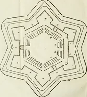 An illustration from L'architettura militare di Gabriello Busca, milanese : nella quale si da contezza ad ogni professore, e seguace della guerra tanto di grande, quanto di basso titolo, Del modo di fortificare luochi deboli, cinger cittadi, fabricar fortezze, cosi al monte, come alla pianura, e della maniera di diffenderle da qualsiuoglia batteria, & assalto (1619)