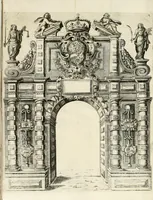 An illustration from La reale maesta, cioé, Racconto di quanto fece la regia città di Pauia nel compire e riceuere la Sereniss. D. Maria Anna, figliuola di Ferdinando terzo, imperadore sempre augusto, e sposa del grande monarca ibero Filippo quarto, di là in passando per andarsene in Ispagna (1650)
