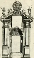 An illustration from La reale maesta, cioé, Racconto di quanto fece la regia città di Pauia nel compire e riceuere la Sereniss. D. Maria Anna, figliuola di Ferdinando terzo, imperadore sempre augusto, e sposa del grande monarca ibero Filippo quarto, di là in passando per andarsene in Ispagna (1650)