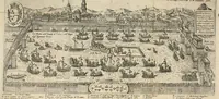 An illustration from L'Argonavtica del s. Francesco Cini : rappresentata in Arno per le nozze del sereniss. d. Cosimo de Medici, principe di Toscana, e della serenissima arcidvchessa Maria Maddalena d'Avstria : Firenze, l'anno MDCVIII (1608)