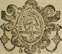 An illustration from L'arithmetiqve. Augm. de nouueau de plusieurs belles regles subtiles & briefues, traictant de diuers trafficqs de marchandises, à chacun d'iceux les regles qui y sont necessaires, outre la reduction des monnoyes, aulnages, & poids. Regles du fin or, d'argent, & alliages de metaux ... Auec plusieurs belles demandes vtiles & necessaires à l'vsage commun. Enrichie d'vne instruction & maniere de trouuer le compte faict du toisage de Lyon (1630)