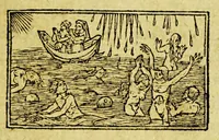 An illustration from L'arrivee des peres Capucins en l'Inde nouuelle, appellée Maraguon, : auec la reception que leur ont faict les sauuages de ce pays, & la conuersion d'iceux à nostre saincte foy. (1613)