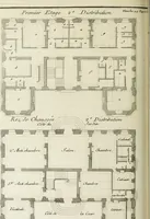 An illustration from L'art de bâtir des maisons de campagne : où l'on traite de leur distribution, de leur construction, & de leur decoration ... : avec l'explication de ses projets, et des desseins de menuiserie, de serrurerie, de parterres, & d'autres ornemens propres à la decoration intérieure & extérieure ... (1743)
