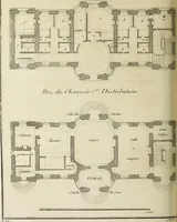 An illustration from L'art de bâtir des maisons de campagne : où l'on traite de leur distribution, de leur construction, & de leur decoration ... : avec l'explication de ses projets, et des desseins de menuiserie, de serrurerie, de parterres, & d'autres ornemens propres à la decoration intérieure & extérieure ... (1743)