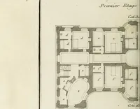 Picture 72 of 215 from L'art de bâtir des maisons de campagne : où l'on traite de leur distribution, de leur construction, & de leur decoration ... : avec l'explication de ses projets, et des desseins de menuiserie, de serrurerie, de parterres, & d'autres ornemens propres à la decoration intérieure & extérieure ... (1743), leaf 241