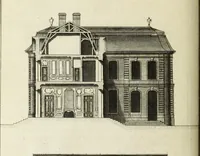 An illustration from L'art de bâtir des maisons de campagne : où l'on traite de leur distribution, de leur construction, & de leur decoration ... : avec l'explication de ses projets, et des desseins de menuiserie, de serrurerie, de parterres, & d'autres ornemens propres à la decoration intérieure & extérieure ... (1743)