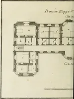 An illustration from L'art de bâtir des maisons de campagne : où l'on traite de leur distribution, de leur construction, & de leur decoration ... : avec l'explication de ses projets, et des desseins de menuiserie, de serrurerie, de parterres, & d'autres ornemens propres à la decoration intérieure & extérieure ... (1743)