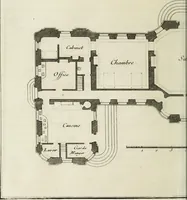 An illustration from L'art de bâtir des maisons de campagne : où l'on traite de leur distribution, de leur construction, & de leur decoration ... : avec l'explication de ses projets, et des desseins de menuiserie, de serrurerie, de parterres, & d'autres ornemens propres à la decoration intérieure & extérieure ... (1743)