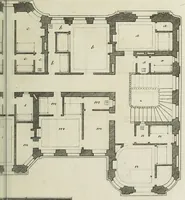 An illustration from L'art de bâtir des maisons de campagne : où l'on traite de leur distribution, de leur construction, & de leur decoration ... : avec l'explication de ses projets, et des desseins de menuiserie, de serrurerie, de parterres, & d'autres ornemens propres à la decoration intérieure & extérieure ... (1743)