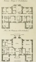 An illustration from L'art de bâtir des maisons de campagne : où l'on traite de leur distribution, de leur construction, & de leur decoration ... : avec l'explication de ses projets, et des desseins de menuiserie, de serrurerie, de parterres, & d'autres ornemens propres à la decoration intérieure & extérieure ... (1743)