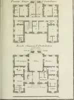 An illustration from L'art de bâtir des maisons de campagne : où l'on traite de leur distribution, de leur construction, & de leur decoration ... : avec l'explication de ses projets, et des desseins de menuiserie, de serrurerie, de parterres, & d'autres ornemens propres à la decoration intérieure & extérieure ... (1743)