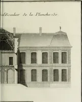 Picture 38 of 165 from L'art de bâtir des maisons de campagne : où l'on traite de leur distribution, de leur construction, & de leur decoration ... : avec l'explication de ses projets, et des desseins de menuiserie, de serrurerie, de parterres, & d'autres ornemens propres à la decoration intérieure & extérieure ... (1743), leaf 106