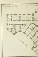Picture 23 of 165 from L'art de bâtir des maisons de campagne : où l'on traite de leur distribution, de leur construction, & de leur decoration ... : avec l'explication de ses projets, et des desseins de menuiserie, de serrurerie, de parterres, & d'autres ornemens propres à la decoration intérieure & extérieure ... (1743), leaf 73