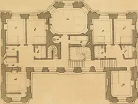 An illustration from L'art de bâtir des maisons de campagne : où L'on traite de leur distribution, de leur construction, & de leur decoration ... Avec l'explication de ces projets, et des desseins de menuiserie, de serrurerie, de parterres, & d'autres ornemens propres à la decoration intérieure & extérieure ... (1761)