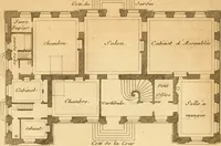 Picture 45 of 256 from L'art de bâtir des maisons de campagne : où L'on traite de leur distribution, de leur construction, & de leur decoration ... Avec l'explication de ces projets, et des desseins de menuiserie, de serrurerie, de parterres, & d'autres ornemens propres à la decoration intérieure & extérieure ... (1761), leaf 117