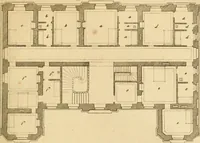 An illustration from L'art de bâtir des maisons de campagne : où L'on traite de leur distribution, de leur construction, & de leur decoration ... Avec l'explication de ces projets, et des desseins de menuiserie, de serrurerie, de parterres, & d'autres ornemens propres à la decoration intérieure & extérieure ... (1761)