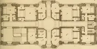 An illustration from L'art de bâtir des maisons de campagne : où L'on traite de leur distribution, de leur construction, & de leur decoration ... Avec l'explication de ces projets, et des desseins de menuiserie, de serrurerie, de parterres, & d'autres ornemens propres à la decoration intérieure & extérieure ... (1761)