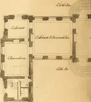 An illustration from L'art de bâtir des maisons de campagne : où L'on traite de leur distribution, de leur construction, & de leur decoration ... Avec l'explication de ces projets, et des desseins de menuiserie, de serrurerie, de parterres, & d'autres ornemens propres à la decoration intérieure & extérieure ... (1761)