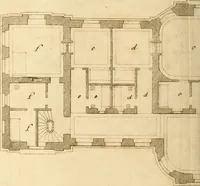 An illustration from L'art de bâtir des maisons de campagne : où L'on traite de leur distribution, de leur construction, & de leur decoration ... Avec l'explication de ces projets, et des desseins de menuiserie, de serrurerie, de parterres, & d'autres ornemens propres à la decoration intérieure & extérieure ... (1761)