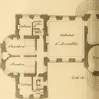 Picture 144 of 256 from L'art de bâtir des maisons de campagne : où L'on traite de leur distribution, de leur construction, & de leur decoration ... Avec l'explication de ces projets, et des desseins de menuiserie, de serrurerie, de parterres, & d'autres ornemens propres à la decoration intérieure & extérieure ... (1761), leaf 325