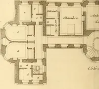 An illustration from L'art de bâtir des maisons de campagne : où L'on traite de leur distribution, de leur construction, & de leur decoration ... Avec l'explication de ces projets, et des desseins de menuiserie, de serrurerie, de parterres, & d'autres ornemens propres à la decoration intérieure & extérieure ... (1761)