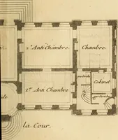 An illustration from L'art de bâtir des maisons de campagne : où L'on traite de leur distribution, de leur construction, & de leur decoration ... Avec l'explication de ces projets, et des desseins de menuiserie, de serrurerie, de parterres, & d'autres ornemens propres à la decoration intérieure & extérieure ... (1761)