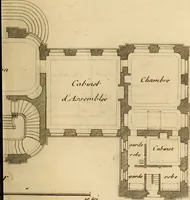 An illustration from L'art de bâtir des maisons de campagne : où L'on traite de leur distribution, de leur construction, & de leur decoration ... Avec l'explication de ces projets, et des desseins de menuiserie, de serrurerie, de parterres, & d'autres ornemens propres à la decoration intérieure & extérieure ... (1761)