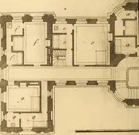 An illustration from L'art de bâtir des maisons de campagne : où L'on traite de leur distribution, de leur construction, & de leur decoration ... Avec l'explication de ces projets, et des desseins de menuiserie, de serrurerie, de parterres, & d'autres ornemens propres à la decoration intérieure & extérieure ... (1761)