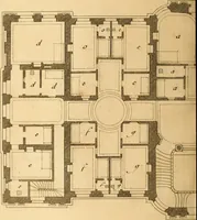 An illustration from L'art de bâtir des maisons de campagne : où L'on traite de leur distribution, de leur construction, & de leur decoration ... Avec l'explication de ces projets, et des desseins de menuiserie, de serrurerie, de parterres, & d'autres ornemens propres à la decoration intérieure & extérieure ... (1761)