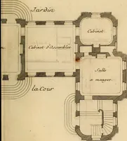 An illustration from L'art de bâtir des maisons de campagne : où L'on traite de leur distribution, de leur construction, & de leur decoration ... Avec l'explication de ces projets, et des desseins de menuiserie, de serrurerie, de parterres, & d'autres ornemens propres à la decoration intérieure & extérieure ... (1761)