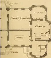 Picture 196 of 256 from L'art de bâtir des maisons de campagne : où L'on traite de leur distribution, de leur construction, & de leur decoration ... Avec l'explication de ces projets, et des desseins de menuiserie, de serrurerie, de parterres, & d'autres ornemens propres à la decoration intérieure & extérieure ... (1761), leaf 446