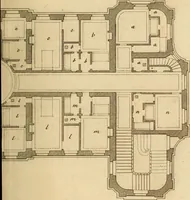 An illustration from L'art de bâtir des maisons de campagne : où L'on traite de leur distribution, de leur construction, & de leur decoration ... Avec l'explication de ces projets, et des desseins de menuiserie, de serrurerie, de parterres, & d'autres ornemens propres à la decoration intérieure & extérieure ... (1761)