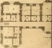 An illustration from L'art de bâtir des maisons de campagne : où L'on traite de leur distribution, de leur construction, & de leur decoration ... Avec l'explication de ces projets, et des desseins de menuiserie, de serrurerie, de parterres, & d'autres ornemens propres à la decoration intérieure & extérieure ... (1761)