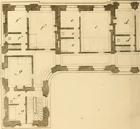 An illustration from L'art de bâtir des maisons de campagne : où L'on traite de leur distribution, de leur construction, & de leur decoration ... Avec l'explication de ces projets, et des desseins de menuiserie, de serrurerie, de parterres, & d'autres ornemens propres à la decoration intérieure & extérieure ... (1761)