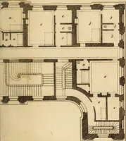 An illustration from L'art de bâtir des maisons de campagne : où L'on traite de leur distribution, de leur construction, & de leur decoration ... Avec l'explication de ces projets, et des desseins de menuiserie, de serrurerie, de parterres, & d'autres ornemens propres à la decoration intérieure & extérieure ... (1761)