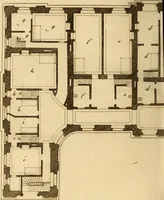 An illustration from L'art de bâtir des maisons de campagne : où L'on traite de leur distribution, de leur construction, & de leur decoration ... Avec l'explication de ces projets, et des desseins de menuiserie, de serrurerie, de parterres, & d'autres ornemens propres à la decoration intérieure & extérieure ... (1761)