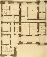An illustration from L'art de bâtir des maisons de campagne : où L'on traite de leur distribution, de leur construction, & de leur decoration ... Avec l'explication de ces projets, et des desseins de menuiserie, de serrurerie, de parterres, & d'autres ornemens propres à la decoration intérieure & extérieure ... (1761)