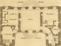 Picture 18 of 256 from L'art de bâtir des maisons de campagne : où L'on traite de leur distribution, de leur construction, & de leur decoration ... Avec l'explication de ces projets, et des desseins de menuiserie, de serrurerie, de parterres, & d'autres ornemens propres à la decoration intérieure & extérieure ... (1761), leaf 70