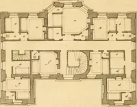 An illustration from L'art de bâtir des maisons de campagne : où L'on traite de leur distribution, de leur construction, & de leur decoration ... Avec l'explication de ces projets, et des desseins de menuiserie, de serrurerie, de parterres, & d'autres ornemens propres à la decoration intérieure & extérieure ... (1761)