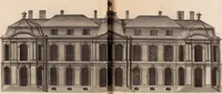 An illustration from L'art de bâtir des maisons de campagne : où L'on traite de leur distribution, de leur construction, & de leur decoration ... Avec l'explication de ces projets, et des desseins de menuiserie, de serrurerie, de parterres, & d'autres ornemens propres à la decoration intérieure & extérieure ... (1761)