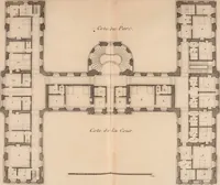 Picture 19 of 179 from L'art de bâtir des maisons de campagne : où L'on traite de leur distribution, de leur construction, & de leur decoration ... Avec l'explication de ces projets, et des desseins de menuiserie, de serrurerie, de parterres, & d'autres ornemens propres à la decoration intérieure & extérieure ... (1761), leaf 58