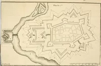 An illustration from L'art de dessiner proprement les plans, porfils, elevations geometrales, et perspectives, soit d'architecture militaire ou civile : avec tous les secrets les plus rares pour faire les couleurs avec lesquelles les ingenieurs representent les divers materiaux d'une place : et la maniere de s'en servir dans les vûës des sieges, campements, & autres morceaux de païsage (1697)
