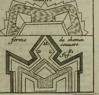 An illustration from L'art de fortifier, de defendre, et d'attaquer les places : suivant les methodes françoises, hollandoises, italiennes & espagnoles, le tout enrichy de figures en taille douce (1677)