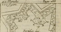 An illustration from L'art de fortifier, de defendre, et d'attaquer les places : suivant les methodes françoises, hollandoises, italiennes & espagnoles, le tout enrichy de figures en taille douce (1677)