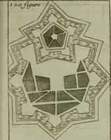 An illustration from L'art de fortifier, de defendre, et d'attaquer les places : suivant les methodes françoises, hollandoises, italiennes & espagnoles, le tout enrichy de figures en taille douce (1677)
