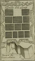 An illustration from L'art de fortifier, de defendre, et d'attaquer les places : suivant les methodes françoises, hollandoises, italiennes & espagnoles, le tout enrichy de figures en taille douce (1677)