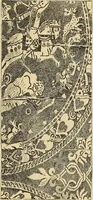 An illustration from L'arte nell'industria : lavori di legno e pastiglia, lavori di metallo, lavori di pietra, marmo, alabastro, ceramica, musaico, vetro, lavori di osso e avorio, lavori tessili, carte da parati e cuoi decorati, ricami, pizzi, cartelloni, stampe, ecc. (1907)