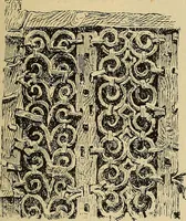 An illustration from L'arte nell'industria : lavori di legno e pastiglia, lavori di metallo, lavori di pietra, marmo, alabastro, ceramica, musaico, vetro, lavori di osso e avorio, lavori tessili, carte da parati e cuoi decorati, ricami, pizzi, cartelloni, stampe, ecc. (1907)